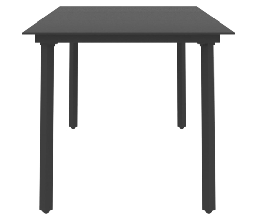 Mesa de comedor para jardín acero y vidrio negro 190x90x74 cm