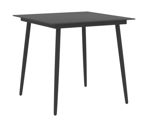 Mesa de comedor para jardín acero y vidrio negro 80x80x74 cm