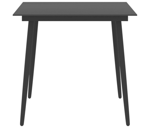 Mesa de comedor para jardín acero y vidrio negro 80x80x74 cm