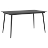 Mesa de comedor para jardín acero y vidrio negro 150x90x74 cm