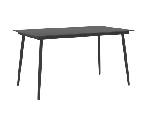 Mesa de comedor para jardín acero y vidrio negro 150x90x74 cm