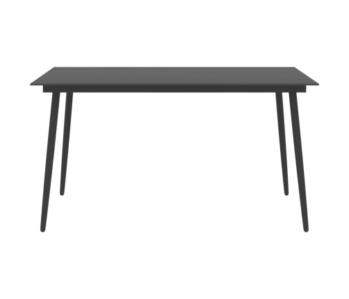 Mesa de comedor para jardín acero y vidrio negro 150x90x74 cm