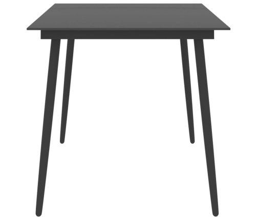 Mesa de comedor para jardín acero y vidrio negro 150x90x74 cm