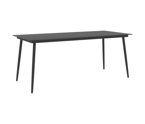 Mesa de comedor de jardín acero y vidrio negro 190x90x74 cm