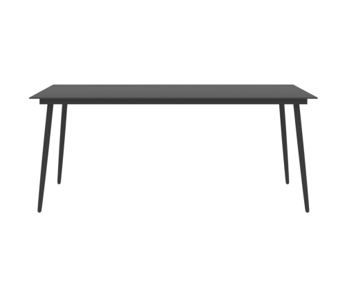 Mesa de comedor de jardín acero y vidrio negro 190x90x74 cm