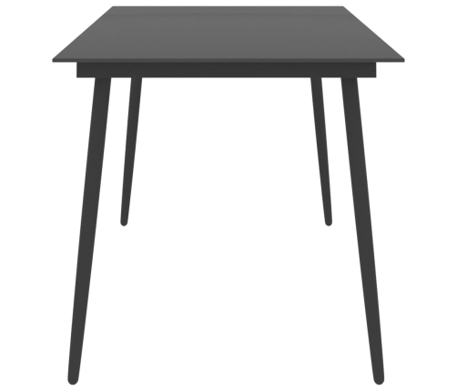 Mesa de comedor de jardín acero y vidrio negro 190x90x74 cm