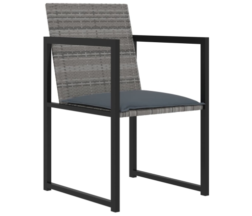 Set de comedor para jardín 7 pzas cojines ratán sintético gris