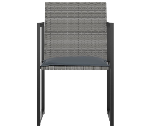 Set de comedor para jardín 7 pzas cojines ratán sintético gris