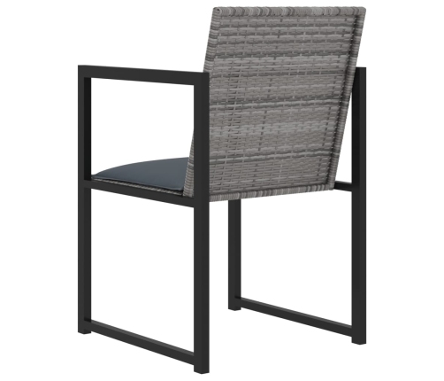 Set de comedor para jardín 7 pzas cojines ratán sintético gris