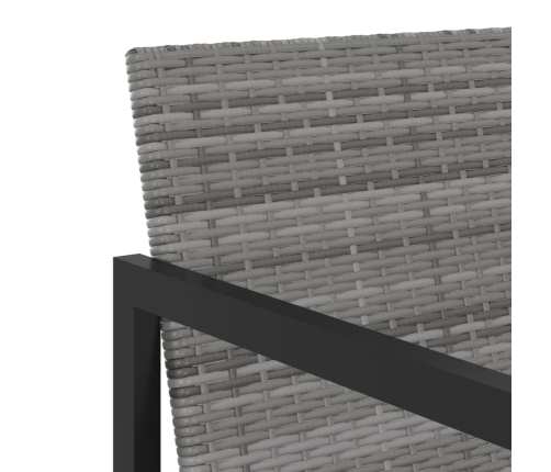 Set de comedor para jardín 7 pzas cojines ratán sintético gris