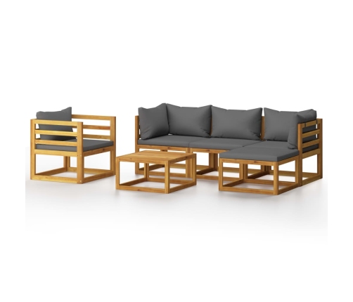 Muebles de jardín 6 pzas cojines madera maciza de acacia