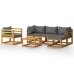 Muebles de jardín 6 pzas cojines madera maciza de acacia