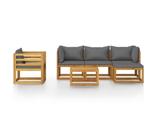 Muebles de jardín 6 pzas cojines madera maciza de acacia
