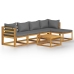 Juego de muebles jardín 6 pzas con cojines madera maciza acacia