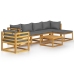 Muebles de jardín 7 pzas cojines madera maciza de acacia