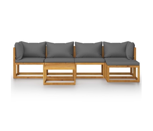 Muebles de jardín 7 pzas cojines madera maciza de acacia