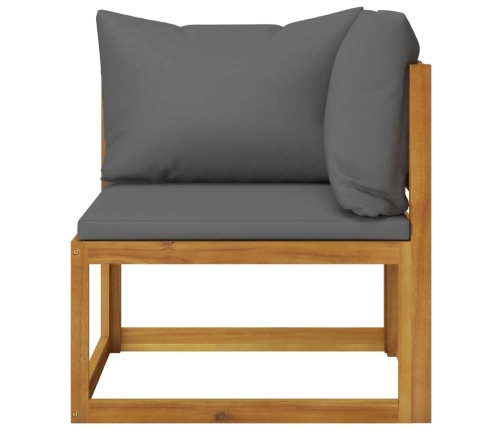 Juego de muebles jardín 6 pzas con cojines madera maciza acacia