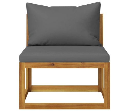 Juego de muebles jardín 6 pzas con cojines madera maciza acacia
