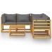 Juego de muebles jardín 6 pzas con cojines madera maciza acacia