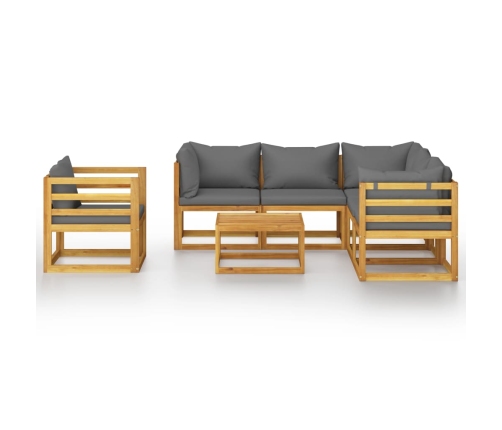 Muebles de jardín 7 pzas cojines madera maciza de acacia