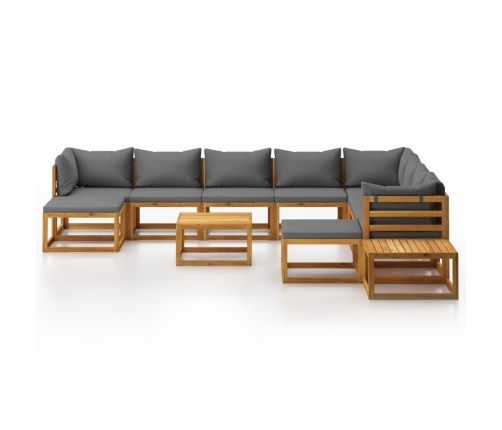 Muebles de jardín 12 pzas cojines madera maciza de acacia