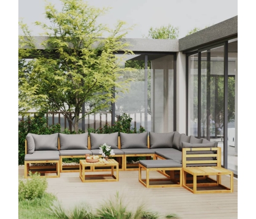 Muebles de jardín 12 pzas cojines madera maciza de acacia