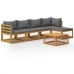 Juego de muebles jardín 6 pzas con cojines madera maciza acacia