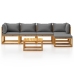 Juego de muebles jardín 6 pzas con cojines madera maciza acacia