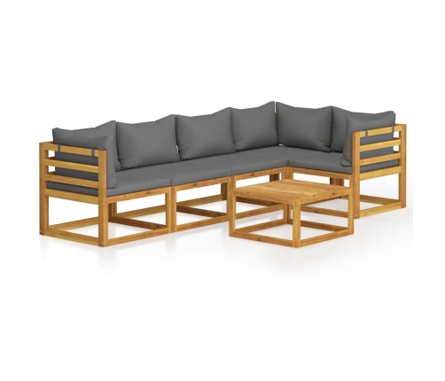 Muebles de jardín 6 pzas cojines madera maciza de acacia