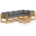 Muebles de jardín 6 pzas cojines madera maciza de acacia