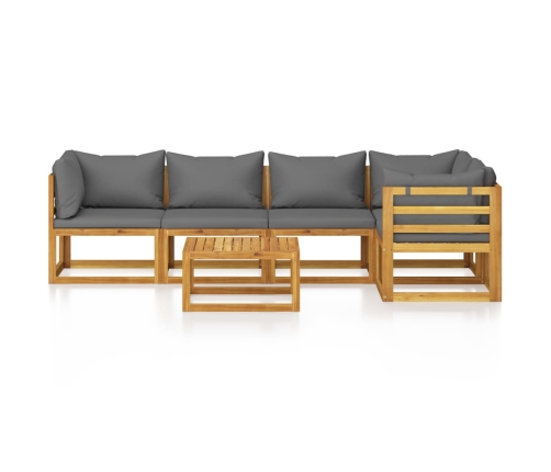 Muebles de jardín 6 pzas cojines madera maciza de acacia