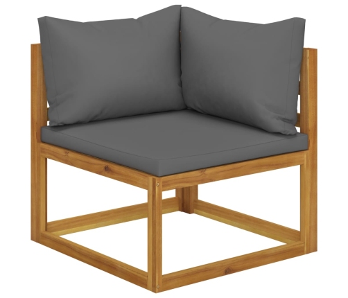 Muebles de jardín 6 pzas cojines madera maciza de acacia