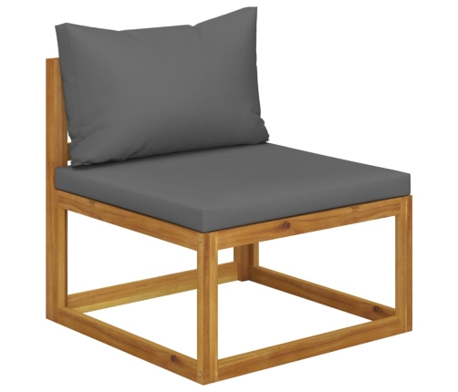 Muebles de jardín 6 pzas cojines madera maciza de acacia