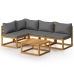 Juego de muebles jardín 5 pzas con cojines madera maciza acacia