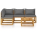 Juego de muebles jardín 5 pzas con cojines madera maciza acacia