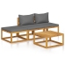 Muebles de jardín 4 pzas cojines crema madera maciza de acacia