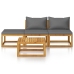 Muebles de jardín 4 pzas cojines crema madera maciza de acacia