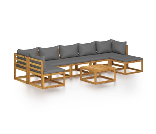 Muebles de jardín 8 pzas cojines madera maciza de acacia