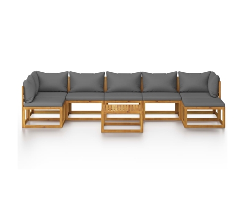 Muebles de jardín 8 pzas cojines madera maciza de acacia