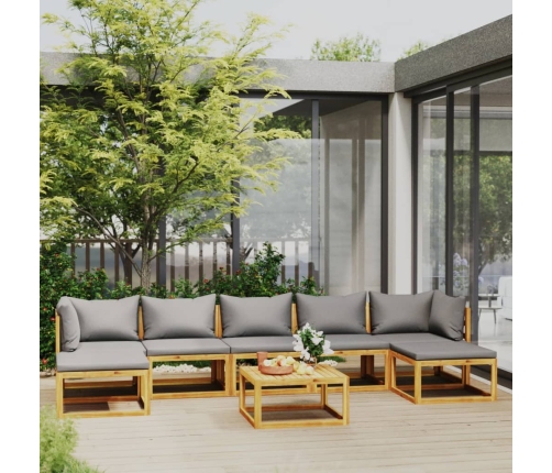 Muebles de jardín 8 pzas cojines madera maciza de acacia