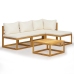 Muebles de jardín 5 pzas cojines crema madera maciza de acacia
