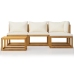 Muebles de jardín 5 pzas cojines crema madera maciza de acacia