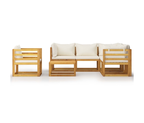 Muebles de jardín 7 pzas cojines crema madera maciza de acacia