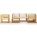 Muebles de jardín 7 pzas cojines crema madera maciza de acacia