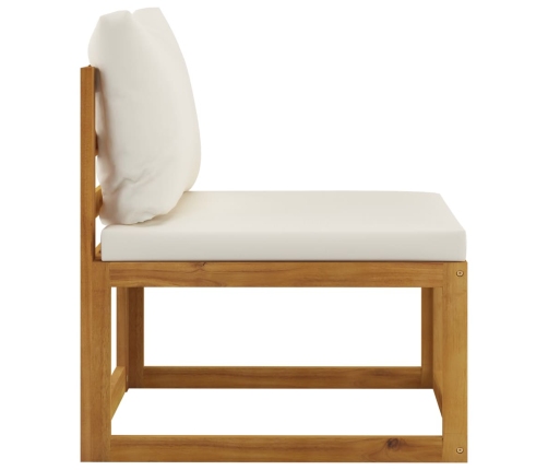 Muebles de jardín 7 pzas cojines crema madera maciza de acacia
