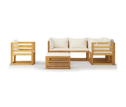 Muebles de jardín 8 pzas cojines crema madera maciza de acacia