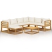 Muebles de jardín 8 pzas cojines crema madera maciza de acacia