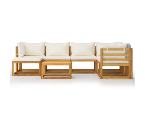 Muebles de jardín 8 pzas cojines crema madera maciza de acacia