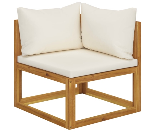 Muebles de jardín 8 pzas cojines crema madera maciza de acacia