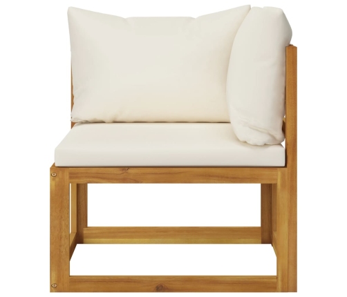 Muebles de jardín 8 pzas cojines crema madera maciza de acacia